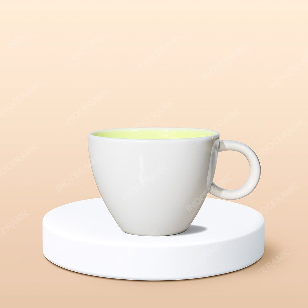 Ly Capuchino / Cappucino sứ quai tròn lòng màu in logo