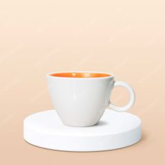 Ly Capuchino / Cappucino sứ quai tròn lòng màu in logo