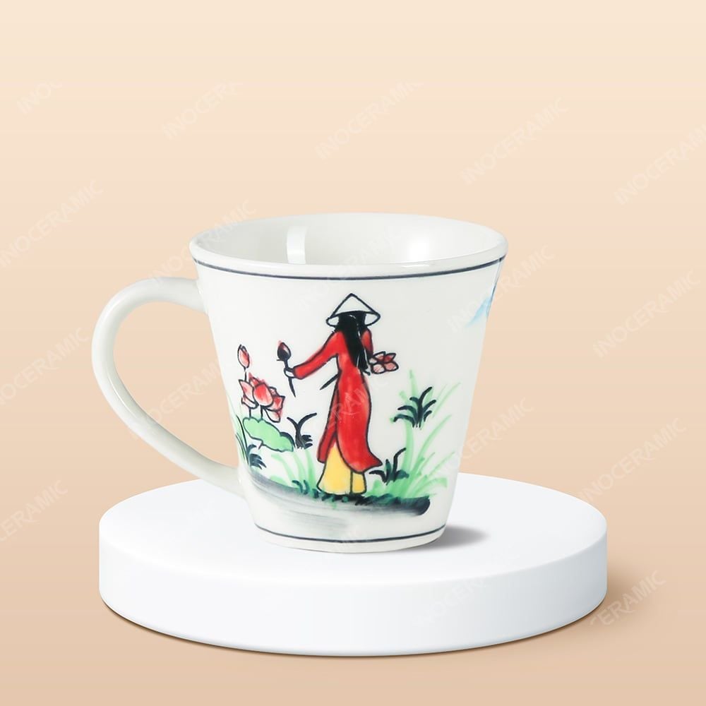 Ly vát sứ Du lịch Việt Nam vẽ tay in logo lưu niệm