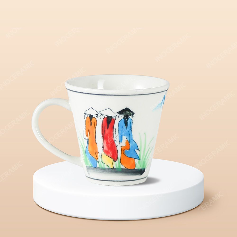 Ly vát sứ Du lịch Việt Nam vẽ tay in logo lưu niệm