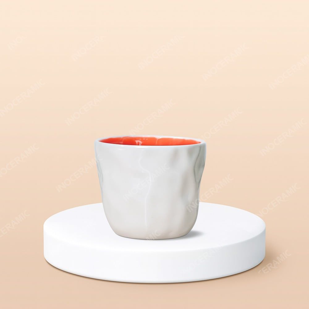 Cốc sứ cà phê sứ lòng màu hiện đại không quai in logo