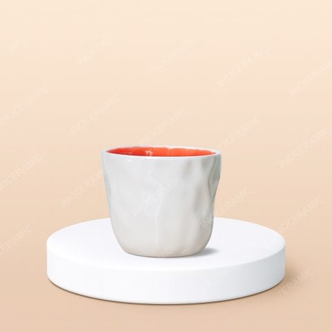 Cốc sứ cà phê sứ lòng màu hiện đại không quai in logo