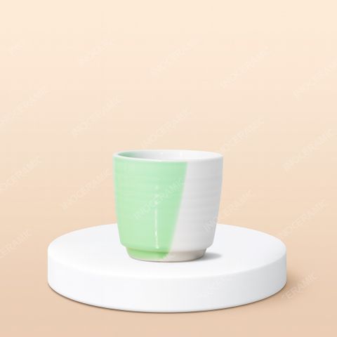 Cốc sứ cà phê sứ hai màu hiện đại không quai in logo