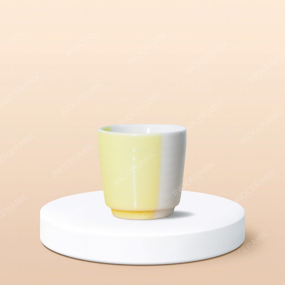 Cốc sứ cà phê sứ hai màu hiện đại không quai in logo