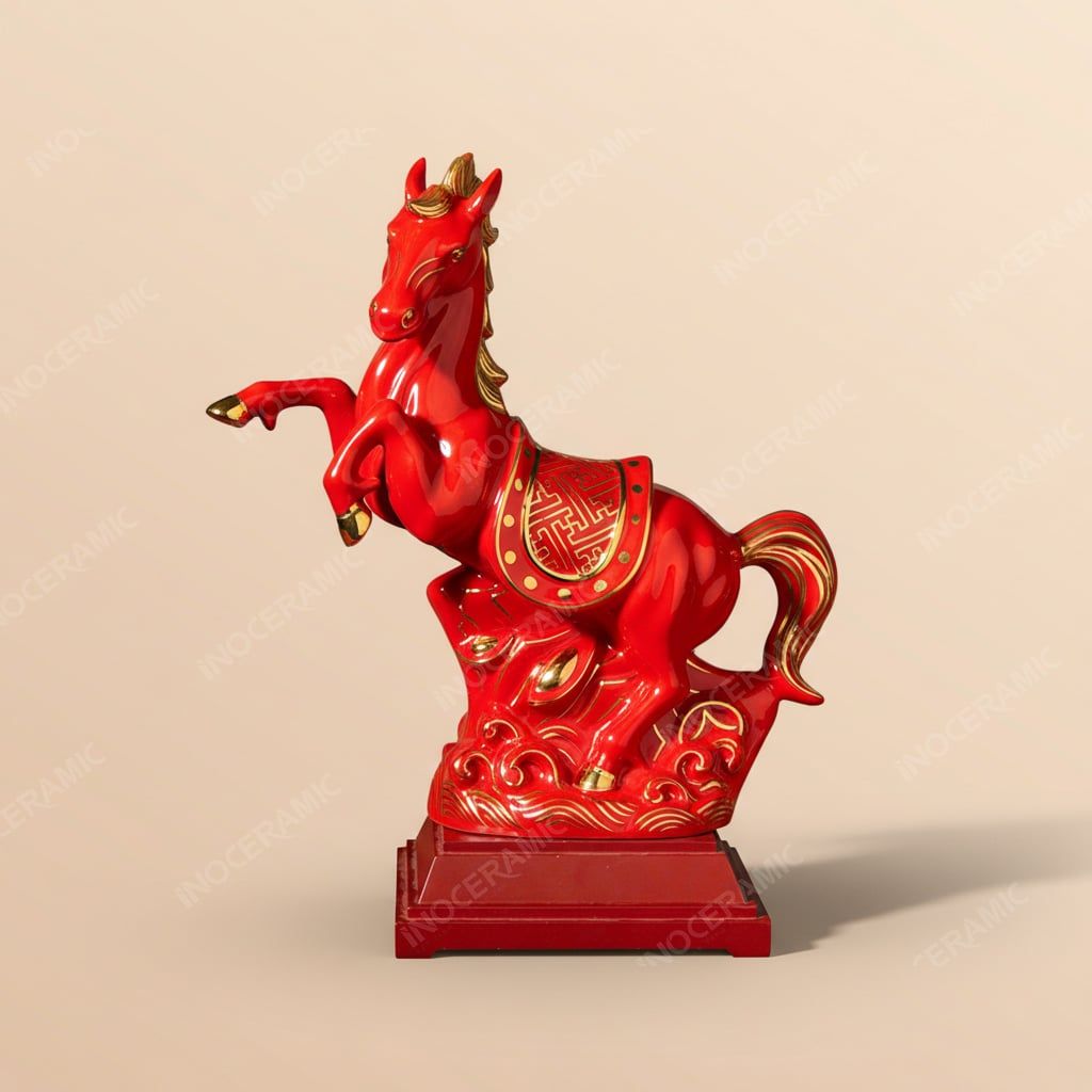Tượng ngựa Chiến Mã Khải Hoàn vẽ vàng – Quà tặng phong thuỷ cao cấp