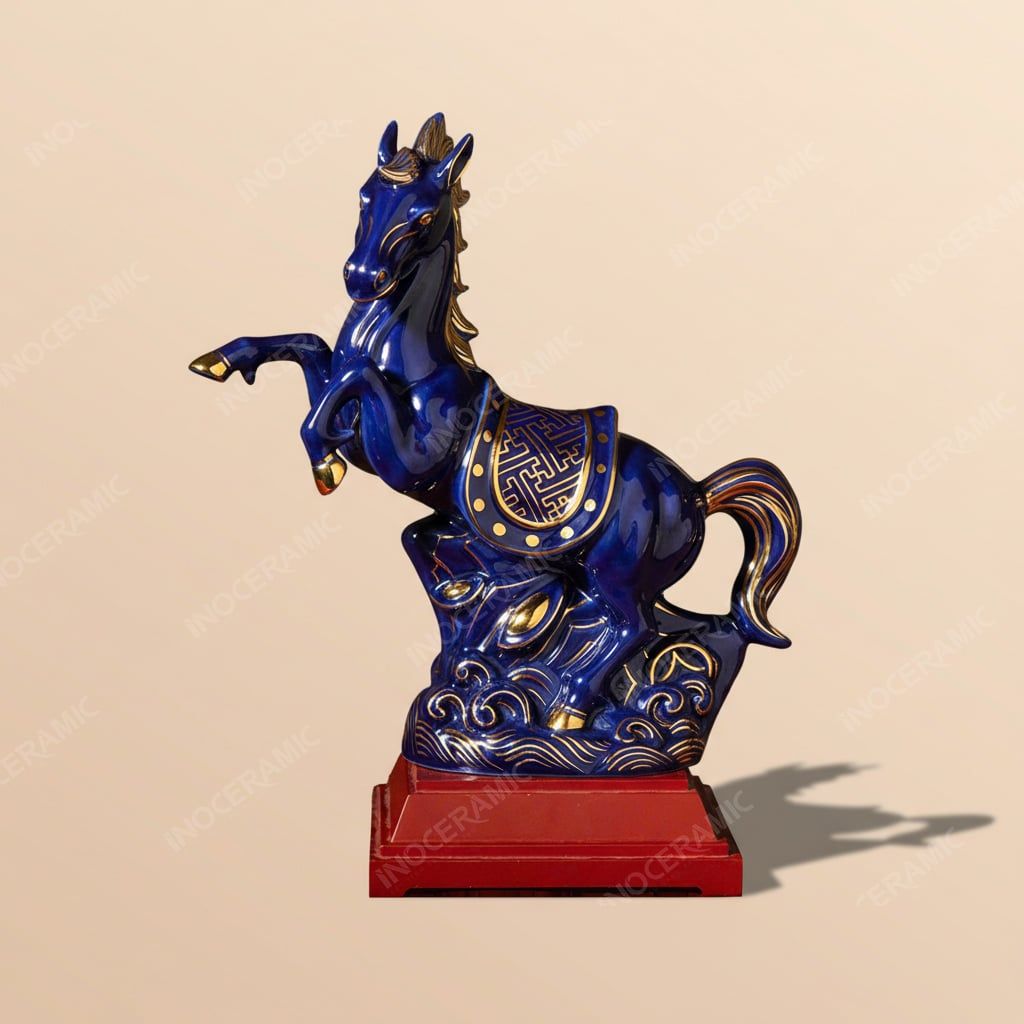 Tượng ngựa Chiến Mã Khải Hoàn vẽ vàng – Quà tặng phong thuỷ cao cấp