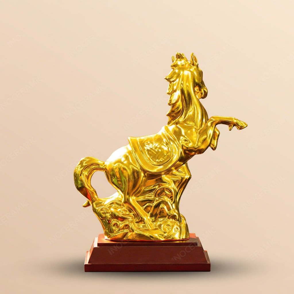 Tượng Chiến Mã Khải Hoàn dát vàng – Quà tặng phong thuỷ cao cấp VIP