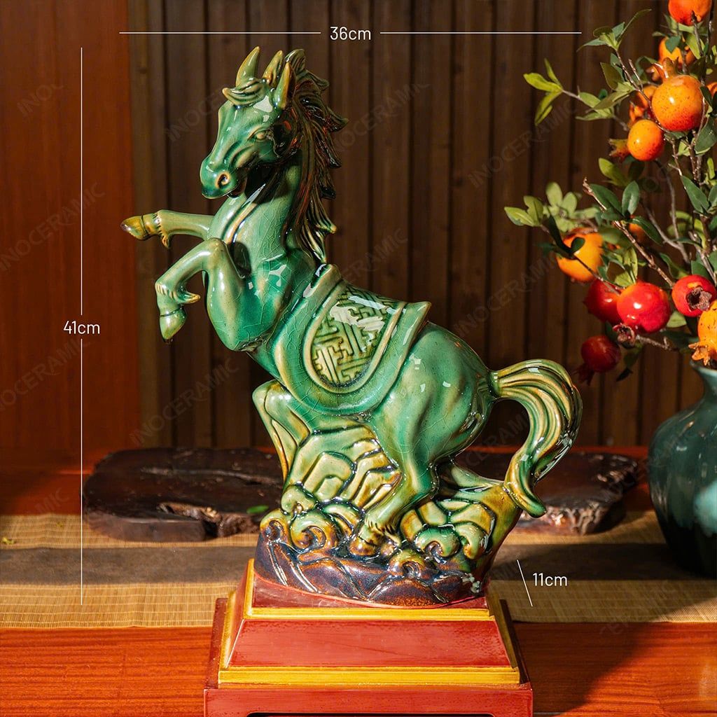 Tượng linh vật ngựa Phù Đổng Bích Ngọc – Quà Tết cao cấp, may mắn