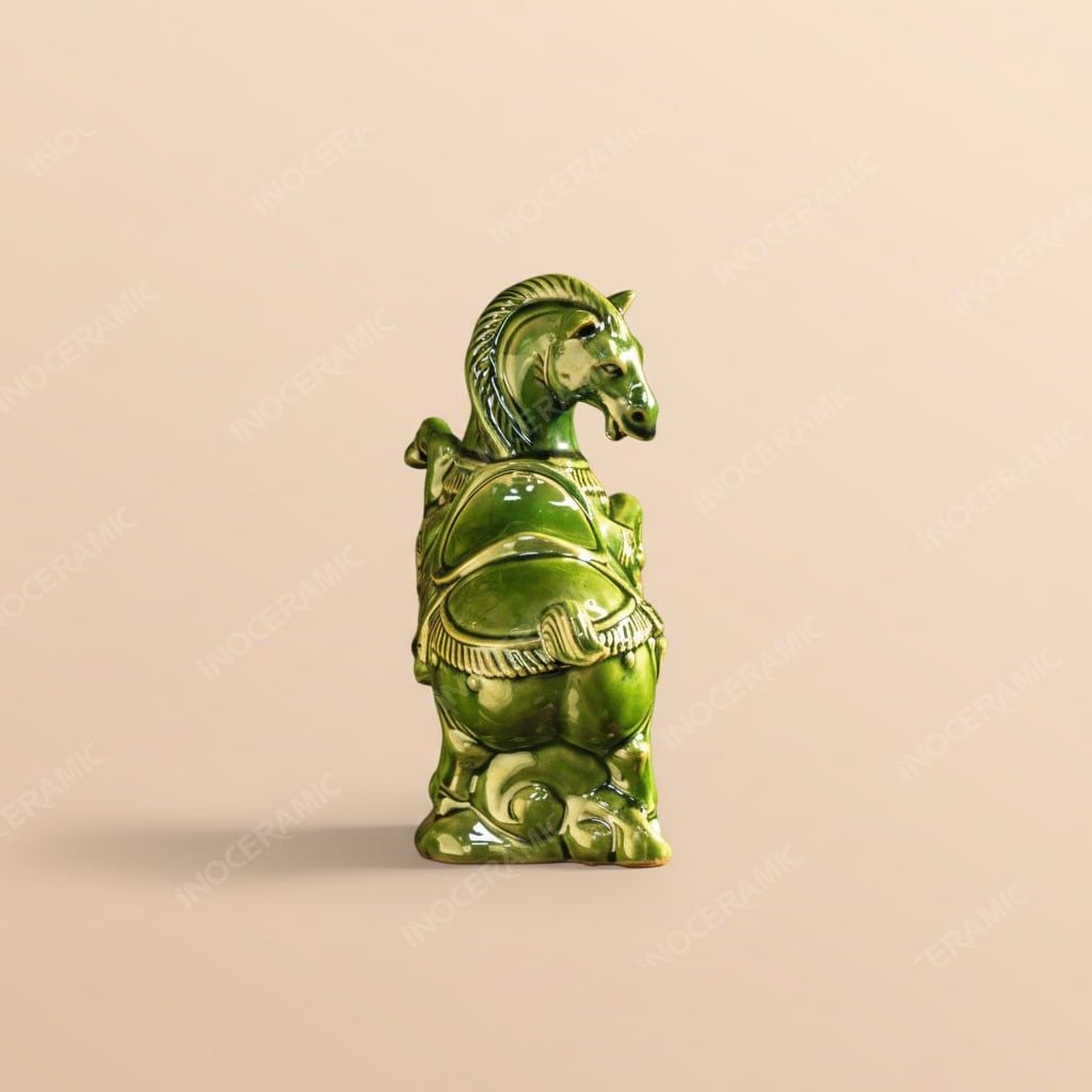 Tượng ngựa Pony Chiêu Tài men lục ngọc – Quà tặng lưu niệm cao cấp