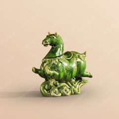 Tượng ngựa Pony Phi Nước Đại men lục ngọc – Quà tặng phong thuỷ cao cấp