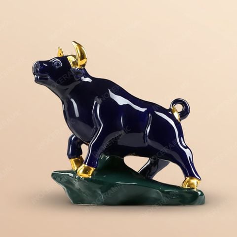 Tượng trâu phong thuỷ Kim Giáp Ngưu vẽ vàng Bát Tràng – Quà tặng Tết cao cấp