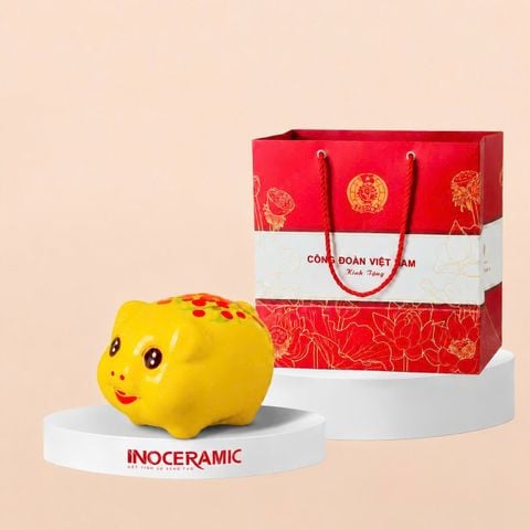 Heo đất mini vàng tí hon đáng yêu in logo