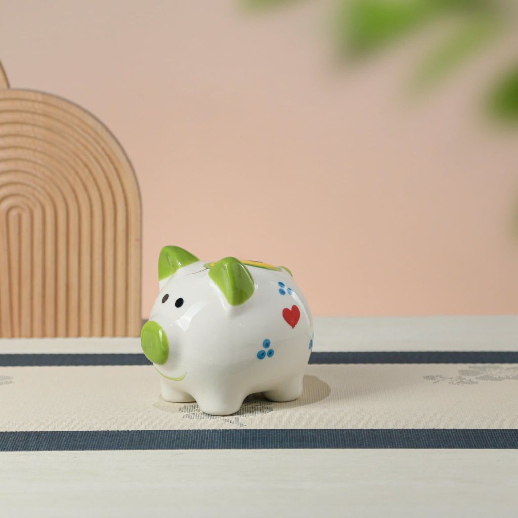 Heo đất mini tai xanh lá dễ thương in logo