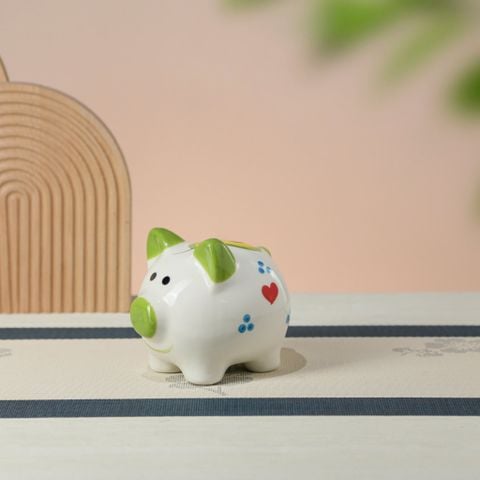 Heo đất mini tai xanh lá dễ thương in logo