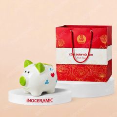 Heo đất mini tai xanh lá dễ thương in logo