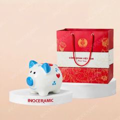 Heo đất mini tai xanh dương xinh xắn in logo