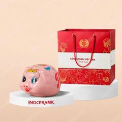Heo đất hồng pastel ngọt ngào in logo