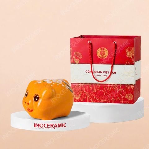 Heo đất mini cam tí hon đáng yêu in logo