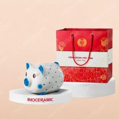 Heo đất trắng chấm bi nhiều màu in logo