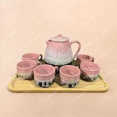 Bộ bình nước men hỏa biến hồng gốm sứ Bát Tràng