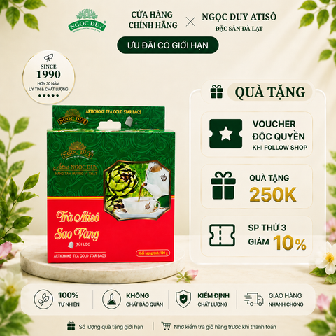 TRÀ ATISO SAO VÀNG 50 TÚI HỘP ĐỎ