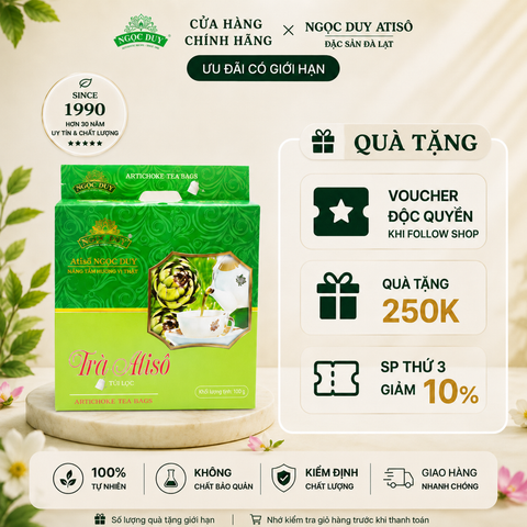 TRÀ ATISO TÚI LỌC - 50 TÚI - HỘP XANH