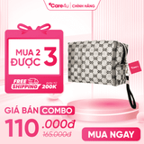 Combo 3 Túi đựng mỹ phẩm cao cấp họa tiết sang trọng Care4u 18x9x12 cm