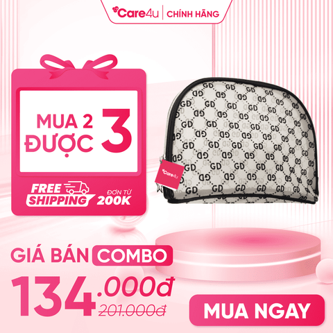 Combo 3 Túi đựng mỹ phẩm cao cấp họa tiết sang trọng Care4u 22x6x13 cm