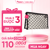 Combo 3 Túi đựng mỹ phẩm cao cấp họa tiết sang trọng Care4u 21.5x8.5x14.5 cm