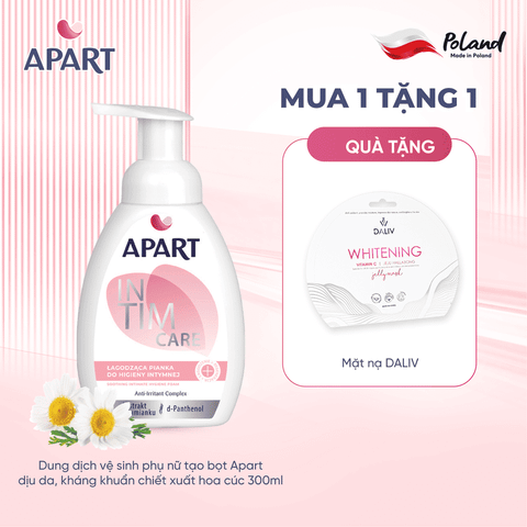 [Tặng mặt nạ Daliv] Dung dịch vệ sinh phụ nữ tạo bọt Apart dịu da, kháng khuẩn chiết xuất hoa cúc 300ML