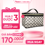 Combo 3 Túi đựng mỹ phẩm cao cấp họa tiết sang trọng Care4u 21x12x13 cm