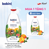 [Mua 1 tặng 1] Gel tắm trẻ em tạo bọt Bobini Fun mềm mịn hương cam chanh 1+ tuổi 500ML