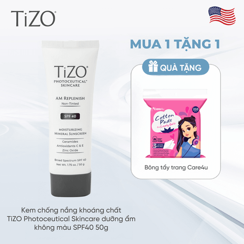 [Tặng BTT Care4u] Kem chống nắng khoáng chất TiZO Photoceutical Skincare dưỡng ẩm không màu SPF40 50g