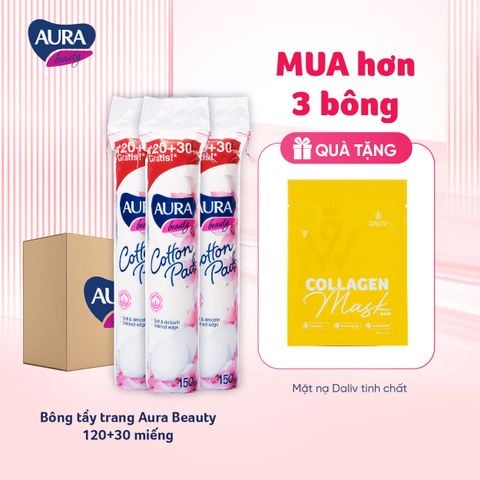 Bông tẩy trang Aura Beauty 120+30 miếng