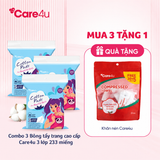 Combo 3 Bông tẩy trang cao cấp Care4u 3 lớp 233 miếng_CARE4165X