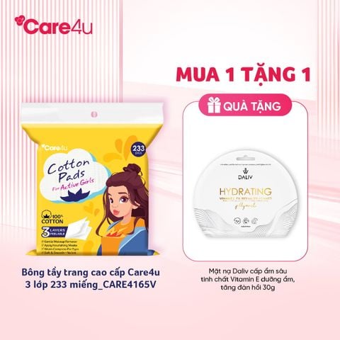 Bông tẩy trang cao cấp Care4u 3 lớp 233 miếng_CARE4165V