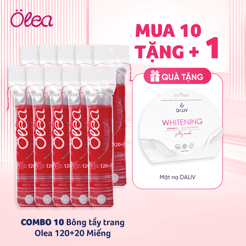 [Mua 10 tặng 1 mặt nạ Daliv] Combo 10 Bông tẩy trang Olea 120+20 miếng