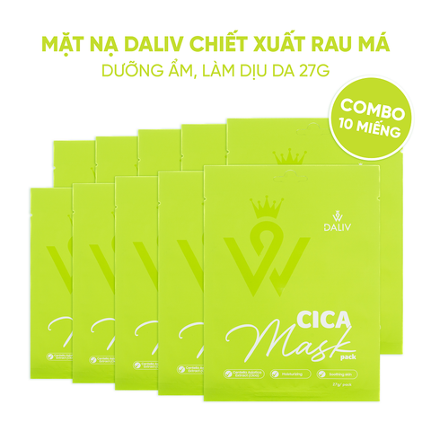 Combo 10 Mặt nạ Daliv chiết xuất Rau má dưỡng ẩm, làm dịu da 27g