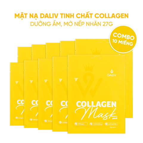 Combo 10 Mặt nạ Daliv tinh chất Collagen dưỡng ẩm, mờ nếp nhăn 27g