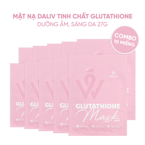Combo 10 Mặt nạ Daliv tinh chất Glutathione dưỡng ẩm, sáng da 27g