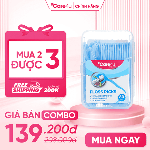 Combo 3 Chỉ kẽ răng Care4u hộp 60 chiếc_CARE6000X