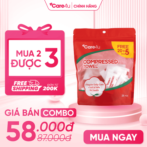 Combo 3 Khăn nén Care4u 25 viên