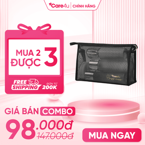 Combo 3 Túi đựng mỹ phẩm cao cấp Care4u 21.5x8.5x14.5 cm