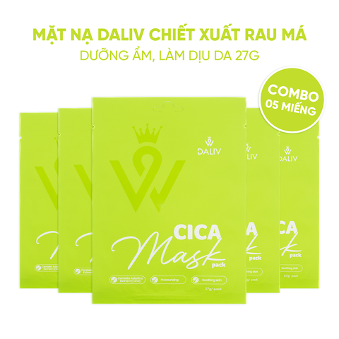 Combo 5 Mặt nạ Daliv chiết xuất Rau má dưỡng ẩm, làm dịu da 27g