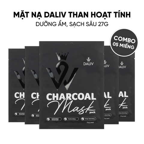 Combo 5 Mặt nạ Daliv Than hoạt tính dưỡng ẩm, sạch sâu 27g