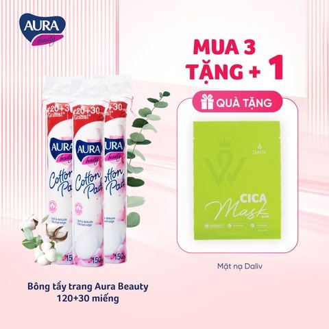 Bông tẩy trang Aura Beauty 120+30 miếng