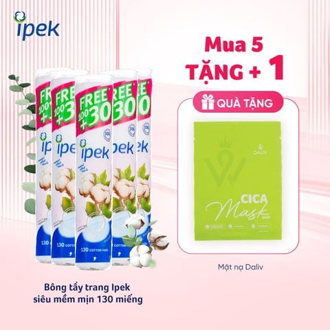 Combo 5 Bông tẩy trang Ipek siêu mềm mịn 130 miếng