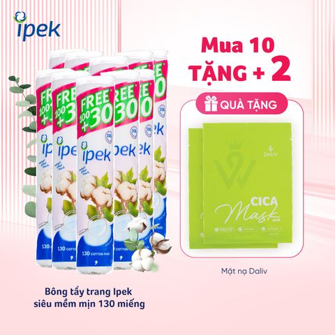 Combo 10 Bông tẩy trang Ipek siêu mềm mịn 130 miếng