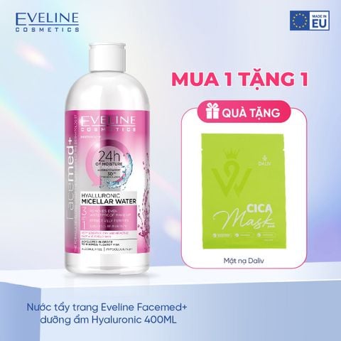 Nước tẩy trang Eveline Facemed+ dưỡng ẩm Hyaluronic 400ML