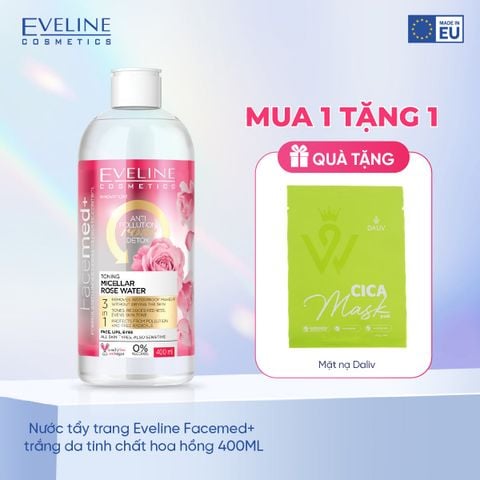 Nước tẩy trang Eveline Facemed+ trắng da tinh chất hoa hồng 400ML